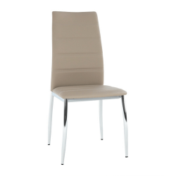 Jedálenská stolička, ekokoža hnedá/chróm, DELA