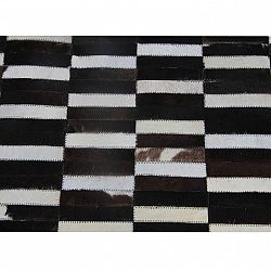 Luxusný kožený koberec,  hnedá/čierna/biela, patchwork, 120x180, KOŽA TYP 6