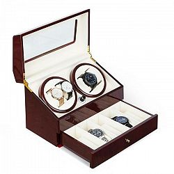 Klarstein Geneva, naťahovač na hodinky, 4 hodiniek, 4 režimy, zásuvka, palisandrový vzhľad